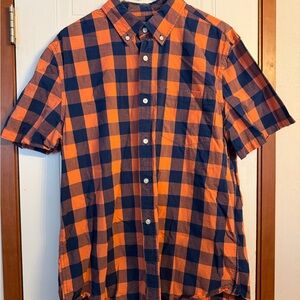 St. John's Bay Orange and Navy Plaid Shirt